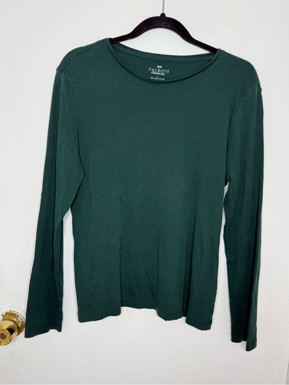 Talbots Deep Green Long-Sleeve Crewneck Top